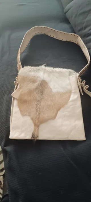Bolso de Piel Beige y Marrón
