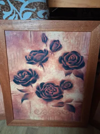 Set 3 Cuadros Rosas Marrones