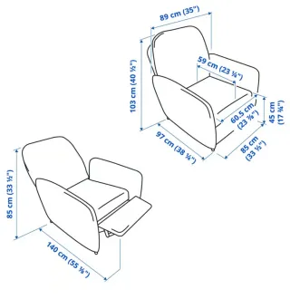 Sillón reclinable Ikea EKOLSUND rosa
