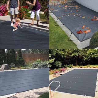 Cubierta de Seguridad para Piscina, Cubierta de Piscina In-ground de 4x7 m, Cubiertas de PVC Charcoal para Piscinas, Cubierta de Seguridad Rectangular para Piscina Cubierta de Invierno Cubierta de...