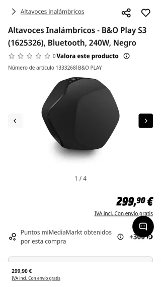 Altavoz Bang & Olufsen Beoplay S3 Negro