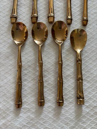 Cubiertos bronce Tailandia bambú