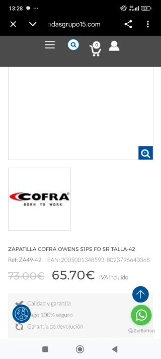 Zapatos de seguridad COFRA punta aluminio Talla 42