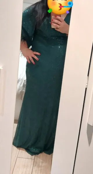 Vestido fiesta lentejuelas verde talla grande