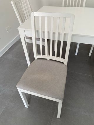 Conjunto mesa y 6 Sillas Comedor Madera Blancas