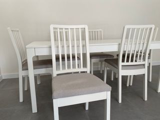 Conjunto mesa y 6 Sillas Comedor Madera Blancas