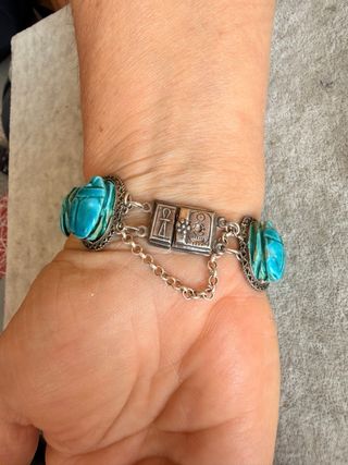 Pulsera Plata 925 Escarabajos Turquesa