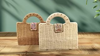 Borsa in paglia con manico e tracolla