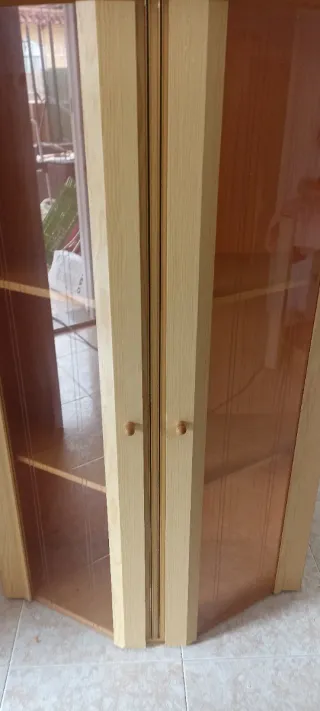 Vitrina de cristal y madera