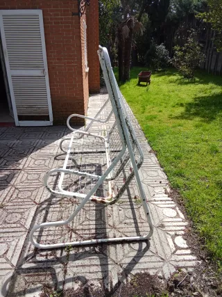 Estructura columpio jardín metal blanco