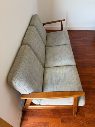 Sofá de 3 plazas tela y madera