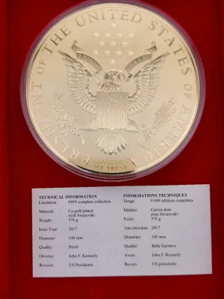 Medalla John F. Kennedy Cobre Bañada en Oro