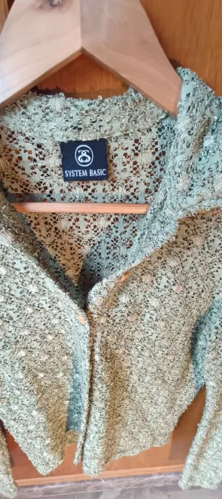 Camisa SYSTEM BASIC punto calado verde talla única