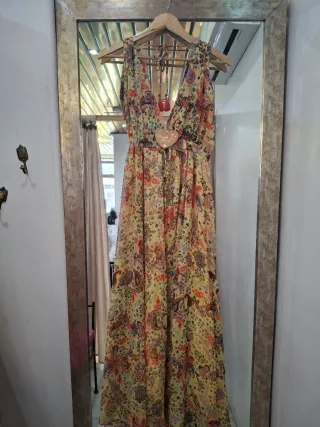 Vestido largo estampado multicolor