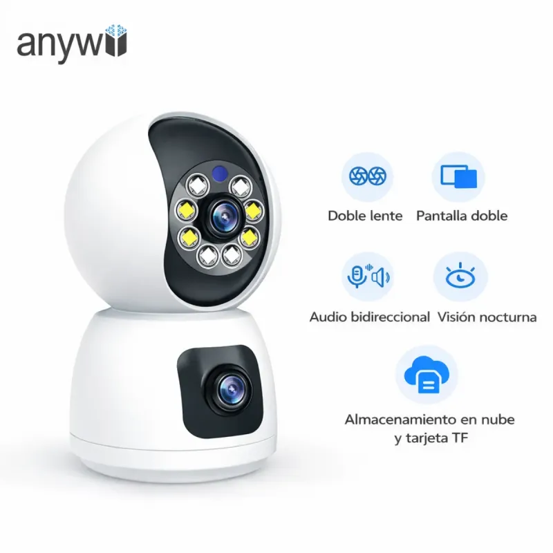 Cámara seguridad WiFi doble lente 1080P microSD afbeelding 2
