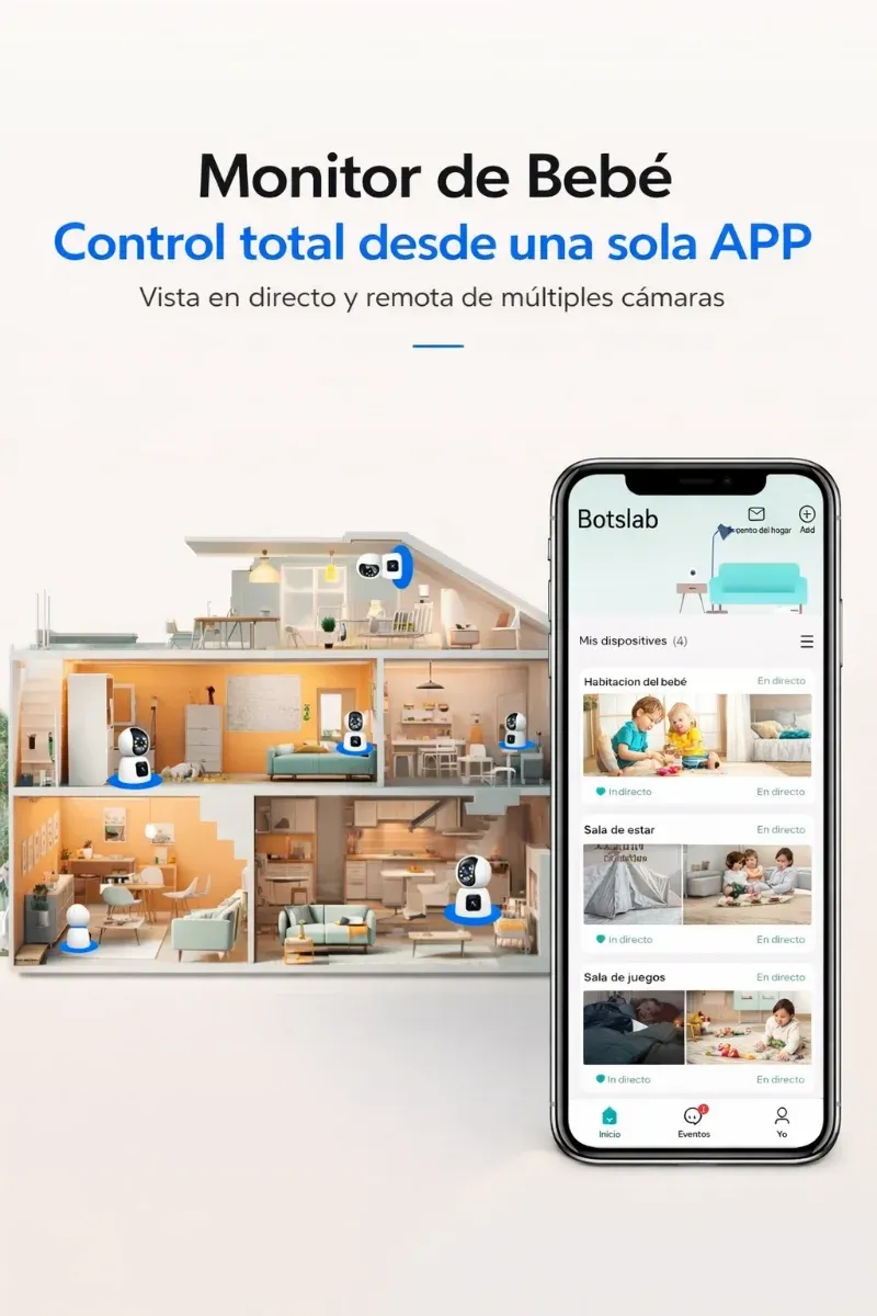 Cámara seguridad WiFi doble lente 1080P microSD afbeelding 6