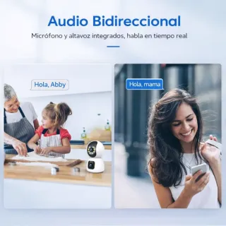 Cámara seguridad WiFi doble lente 1080P microSD
