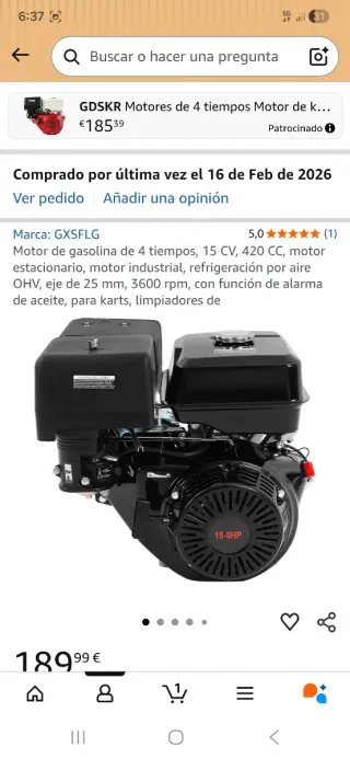 Motor Gasolina 15 CV 420 CC GXSFLG