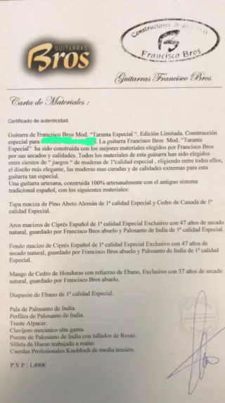 Guitarra Flamenca Bros taranta Especial