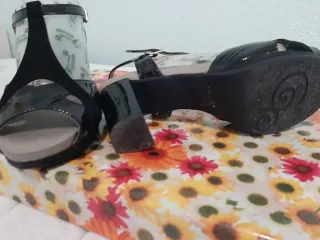 Sandalias Pitillos Piel Talla 37 Negras