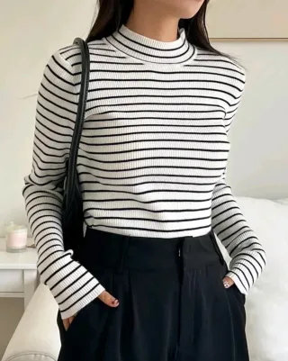 Jersey cuello alto rayas