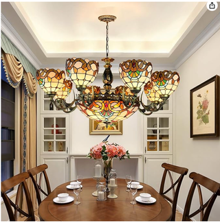 Lámpara Colgante Tiffany Cristal y Metal