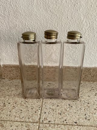 Set 3 Botellas Cristal Tapón Plata 23cm