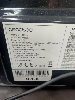 Microondas Cecotec 5110 Inox