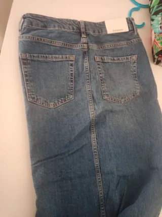 Falda tejana larga Zara con abertura