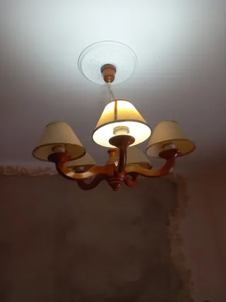 Lámpara de madera 5 brazos