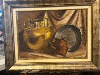 Cuadro bodegón jarrón y plato