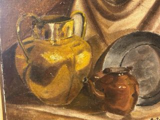 Cuadro bodegón jarrón y plato