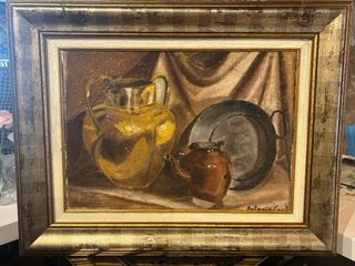 Cuadro bodegón jarrón y plato