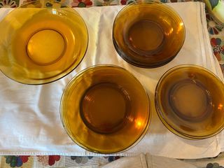 Servizio 6 piatti vetro ambra