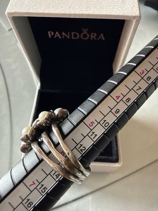 Anillo Pandora Flores Perlas Plata