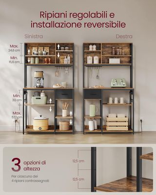 Scaffale Cucina con Multipresa, Mobile Cucina, 40