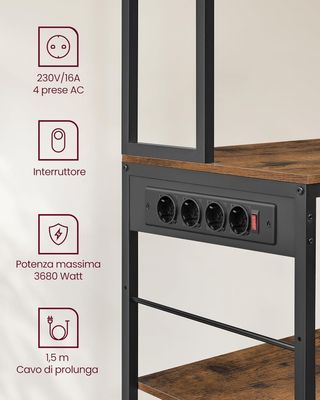 Scaffale Cucina con Multipresa, Mobile Cucina, 40