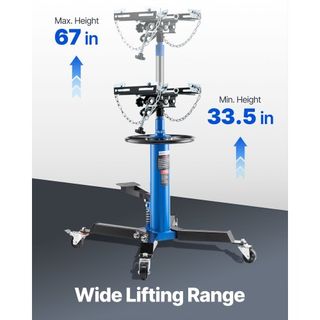 Gato de Transmisión, Gato Hidráulico Telescópico de 0.5 Toneladas/1100 lbs de Capacidad, Soporte de Gato de Piso de 2 Etapas con Pedal de Pie, Rueda Giratoria de 360°, Elevador de Garaje/Taller, Azul