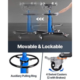 Gato de Transmisión, Gato Hidráulico Telescópico de 0.5 Toneladas/1100 lbs de Capacidad, Soporte de Gato de Piso de 2 Etapas con Pedal de Pie, Rueda Giratoria de 360°, Elevador de Garaje/Taller, Azul