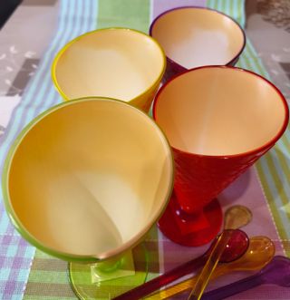 Lote 4 vasos helado con cucharas