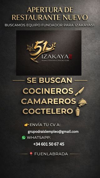 Apertura De Restaurante - Buscamos Personal