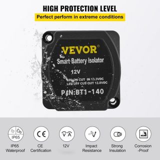 Kit de Relé de Carga Dividida, 4mtr 12V, Kit de Aislador de Doble Batería Automático con Relé de Sensado de Voltaje VSR, Compatible con RV, Marina, Coche, Vehículo, Camión, Caravana, Camper, Yate,...