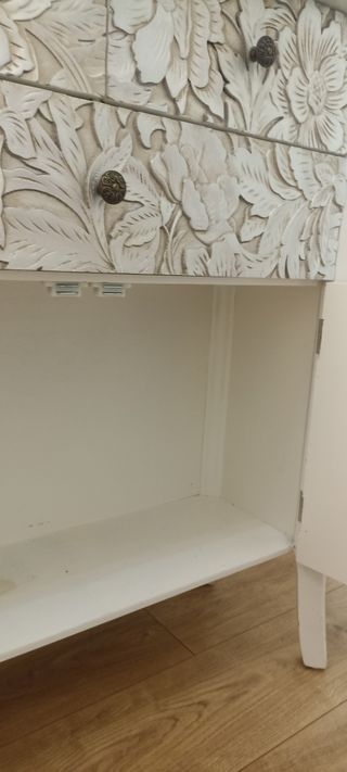 Conjunto Mueble Entrada Plata y Blanco(NO ENVÍOS)