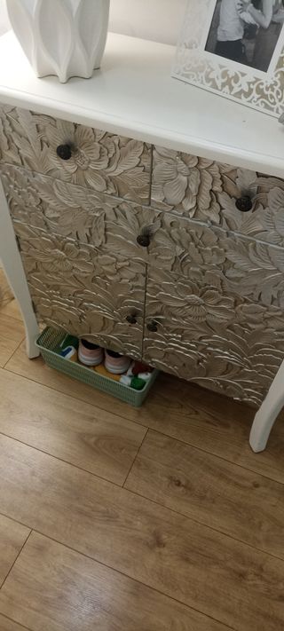 Conjunto Mueble Entrada Plata y Blanco(NO ENVÍOS)