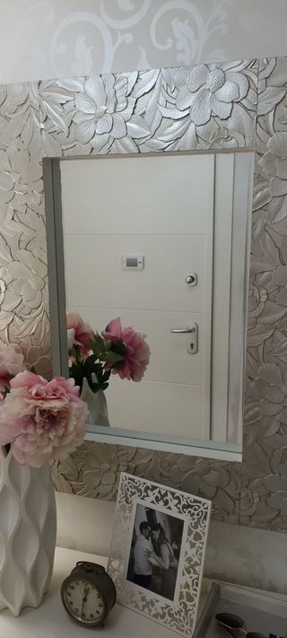 Conjunto Mueble Entrada Plata y Blanco(NO ENVÍOS)