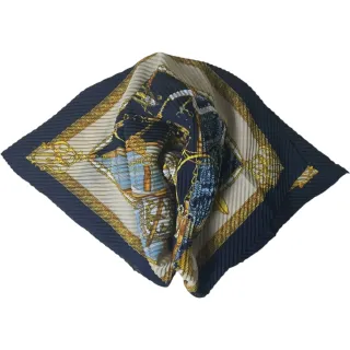 Foulard Vintage Plissé Blu e Oro
