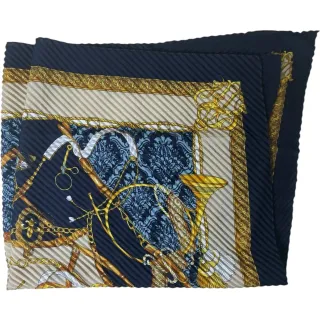Foulard Vintage Plissé Blu e Oro