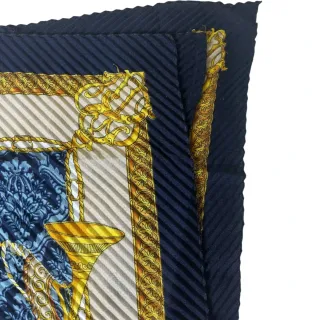Foulard Vintage Plissé Blu e Oro