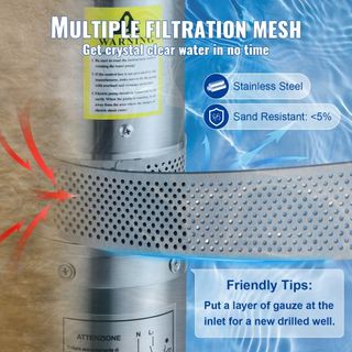 Bomba Sumergible de Pozo Profundo, 750W 230V/50Hz, 105L/min 62 m de Altura Resistente a la Arena <5%, 20 m de Cable Eléctrico, 8.9 cm de Acero Inoxidable Bombas de Agua para Uso Industrial, de Rie...