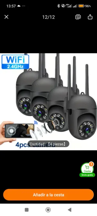 4 Cámaras Vigilancia SQCOM WiFi FHD